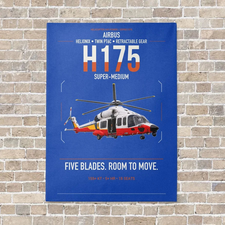 Airbus H175 vertical canvas print - no frame - blue background