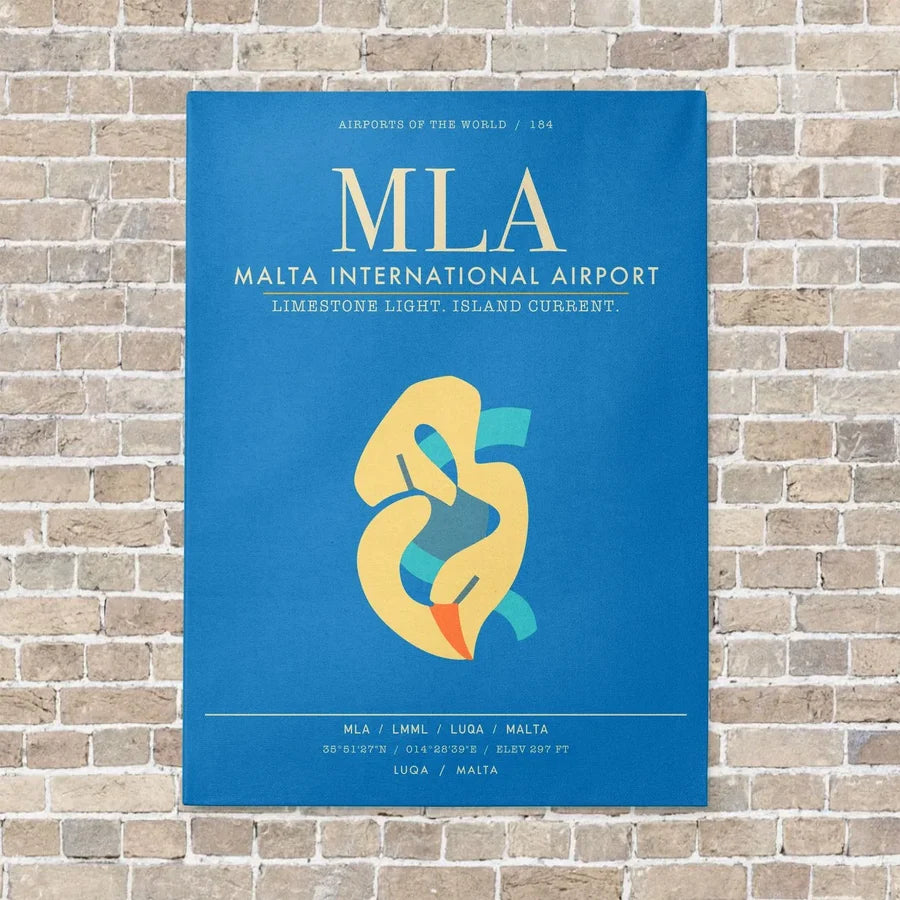 Malta International Airport MLA - Canvas Framed - Turquoise
