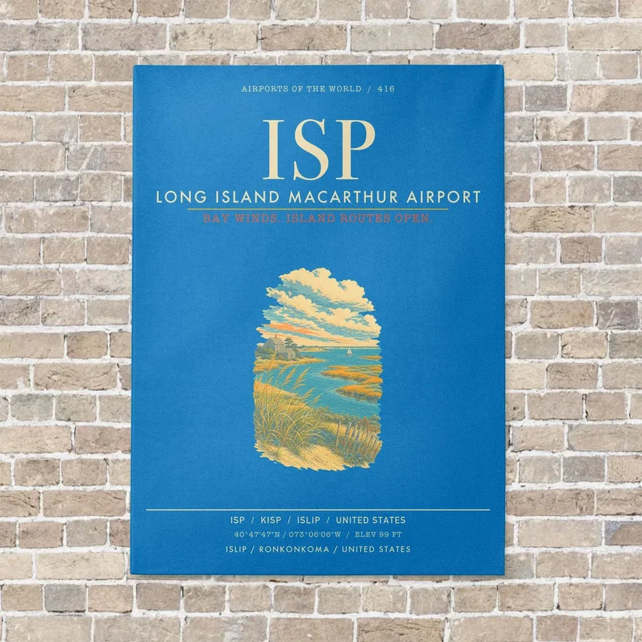 Long Island MacArthur Airport ISP - Canvas Framed - Turquoise