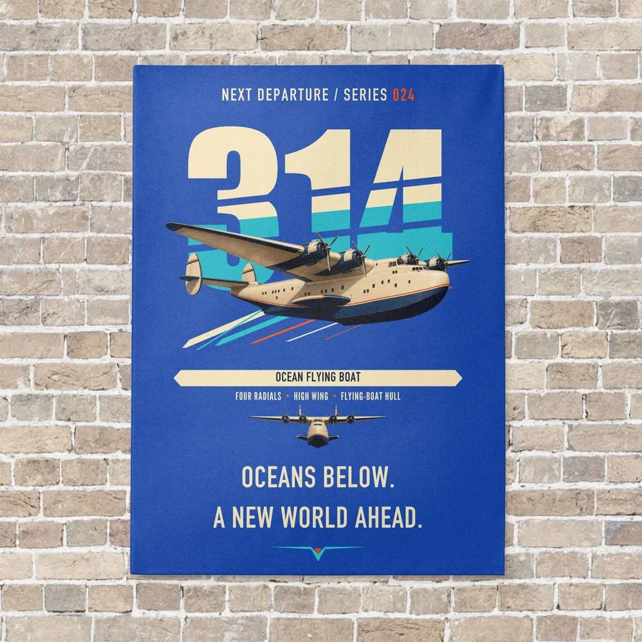 Boeing 314 Clipper vertical canvas print - no frame - blue background