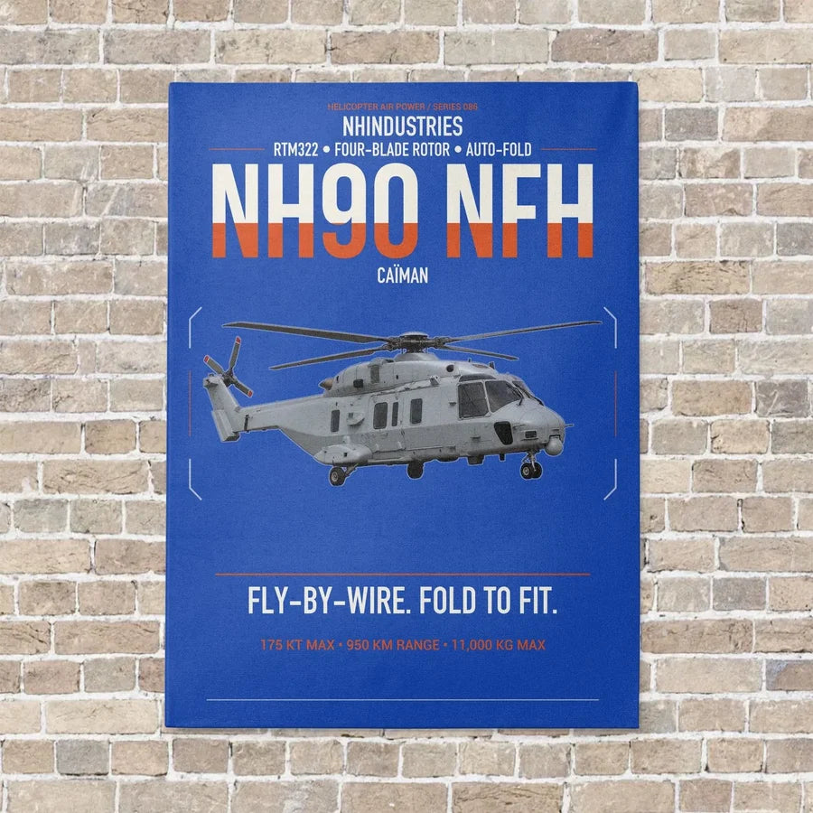 NHIndustries NH90 NFH Caïman vertical canvas print - no frame - blue background