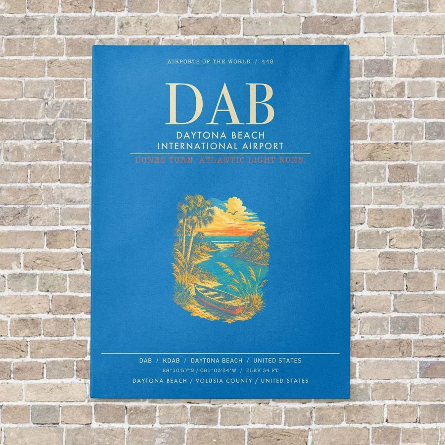 Daytona Beach International Airport DAB - Canvas Framed - Turquoise