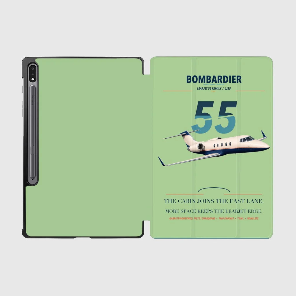 Bombardier Learjet 55 design on light green samsung tablet tablet case