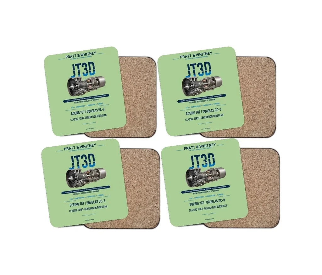 JT3D design on light green 4 pieces set coaster