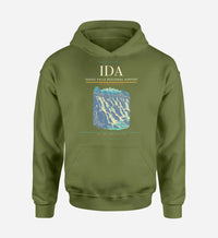 Thumbnail for Idaho Falls Regional Airport (IDA) design on green army hoodie single-side print