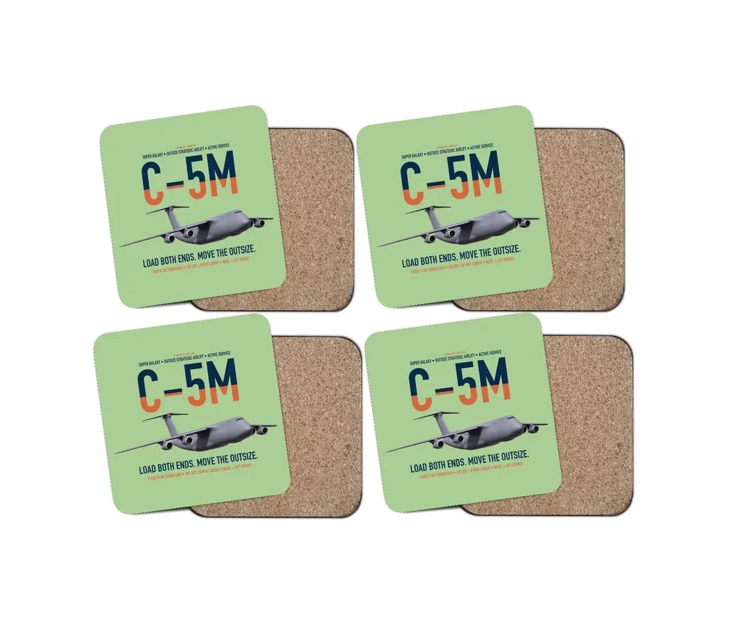 C-5M Super Galaxy design on light green 4 pieces set coaster
