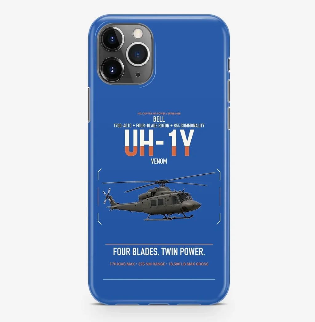 Bell UH-1Y Venom design on blue magsafe iphone case, for iPhone Pro Max