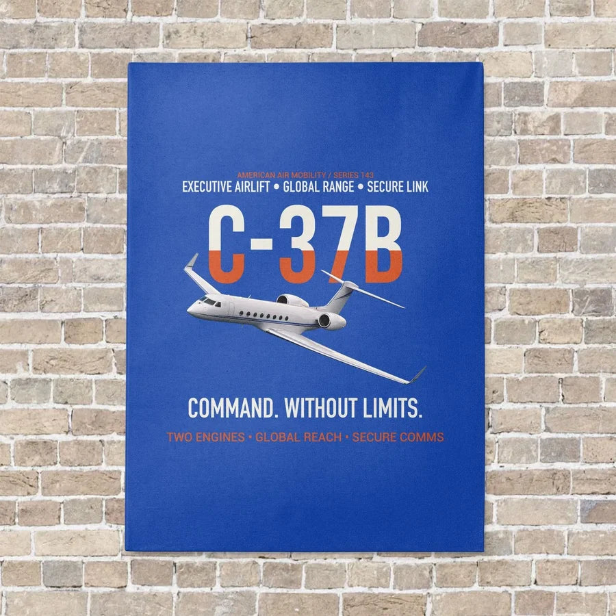 C-37B Global Command Link vertical canvas print - no frame - blue background