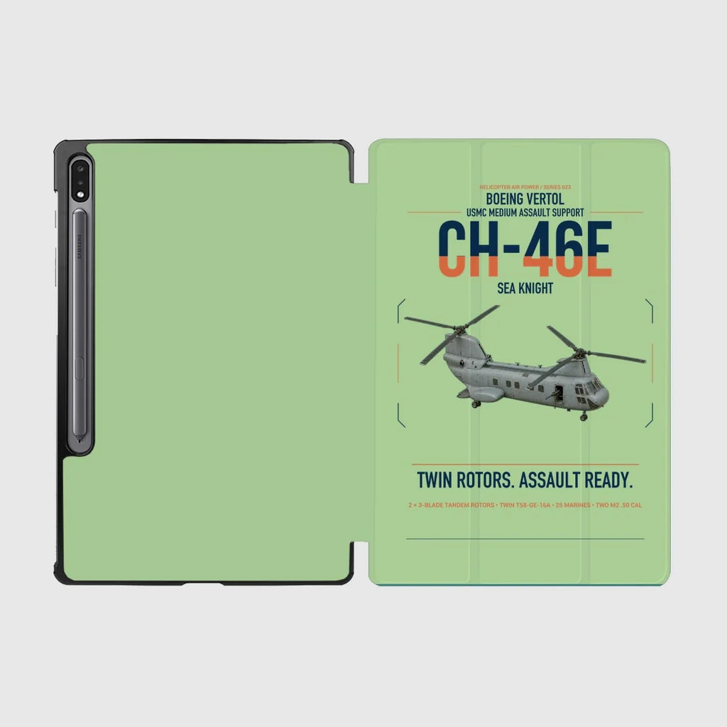 Boeing Vertol CH-46E Sea Knight design on light green samsung tablet tablet case