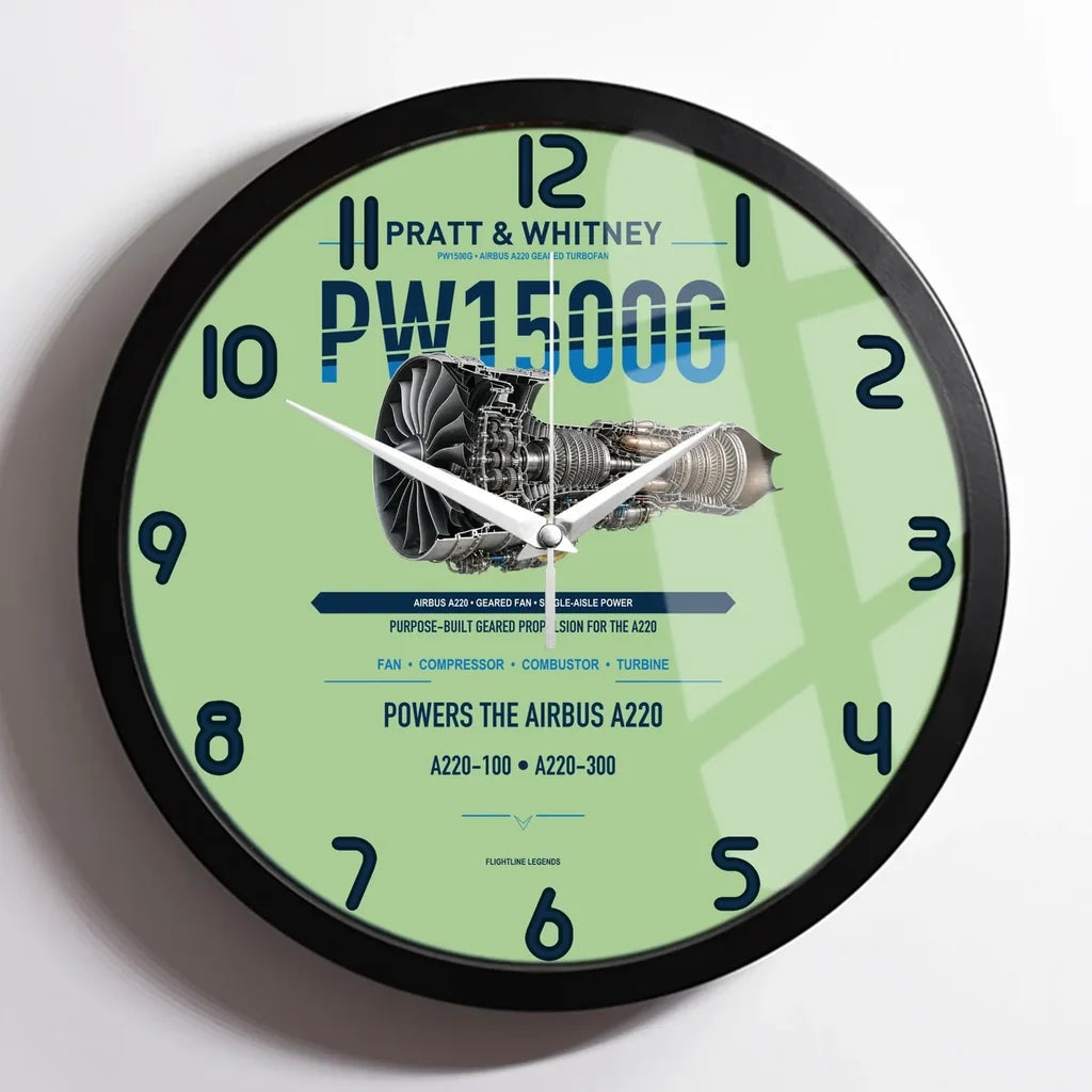 PW1500G design on light green framed wall clock