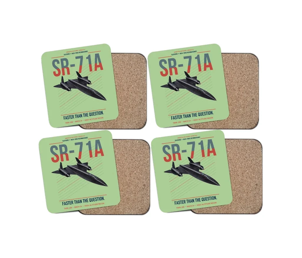 SR-71A Blackbird design on light green 4 pieces set coaster