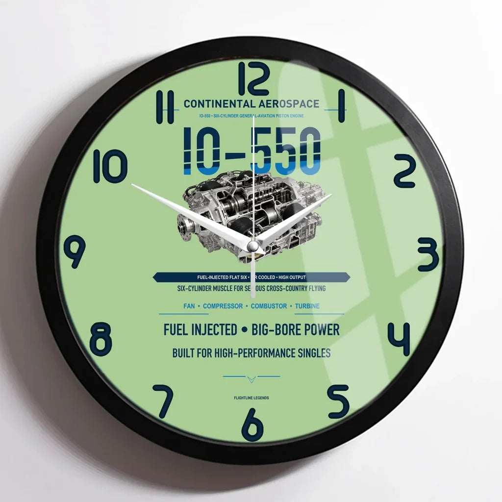 IO-550 design on light green framed wall clock