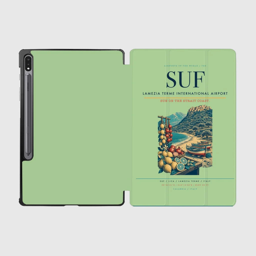 Lamezia Terme International Airport (SUF) design on light green samsung tablet tablet case
