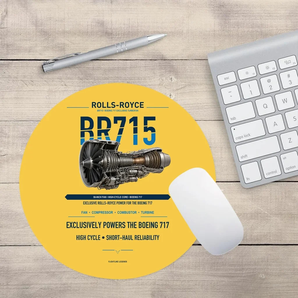 BR715 design on yellow round mouse pad