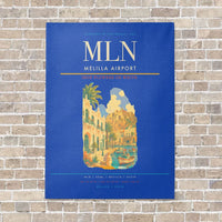 Thumbnail for Melilla Airport MLN vertical canvas print - no frame - blue background
