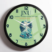 Thumbnail for Juneau International Airport (JNU) design on light green framed wall clock