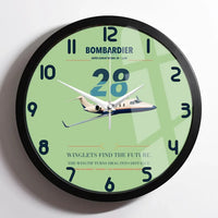 Thumbnail for Bombardier Learjet 28 design on light green framed wall clock