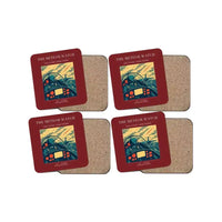 Thumbnail for The Meteor Watch - Designed Coasters design on dark red 4-pieces-set