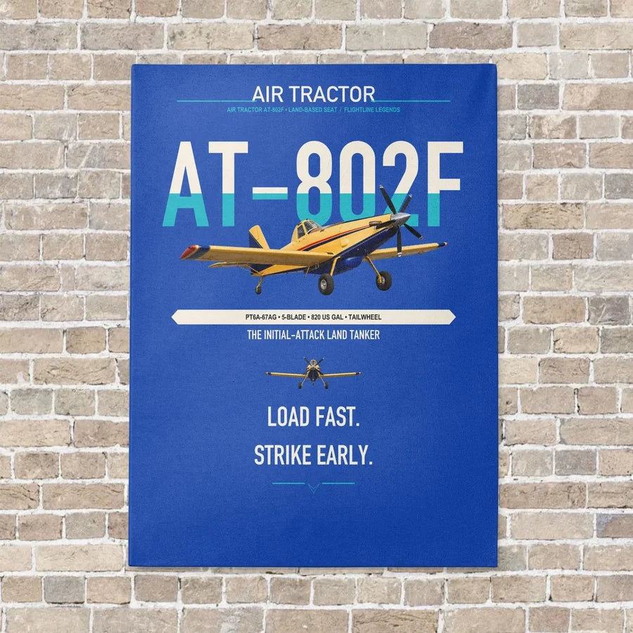 Air Tractor AT-802F vertical canvas print - no frame - blue background