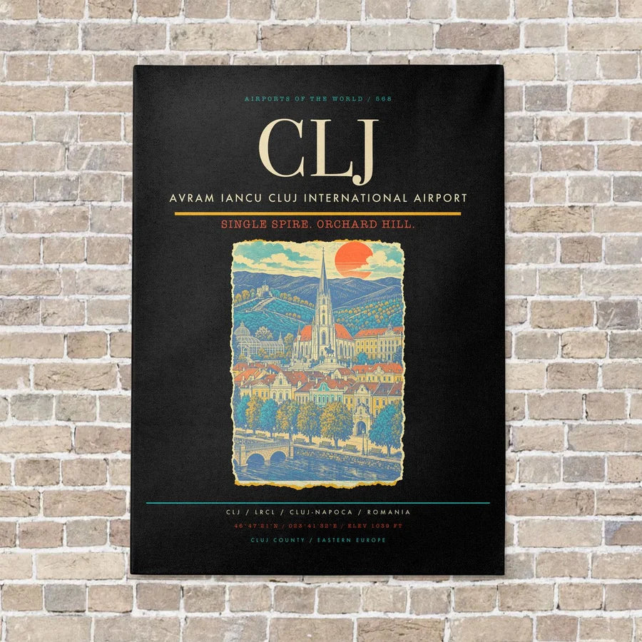 Avram Iancu Cluj International Airport CLJ - Canvas No Frame - Black