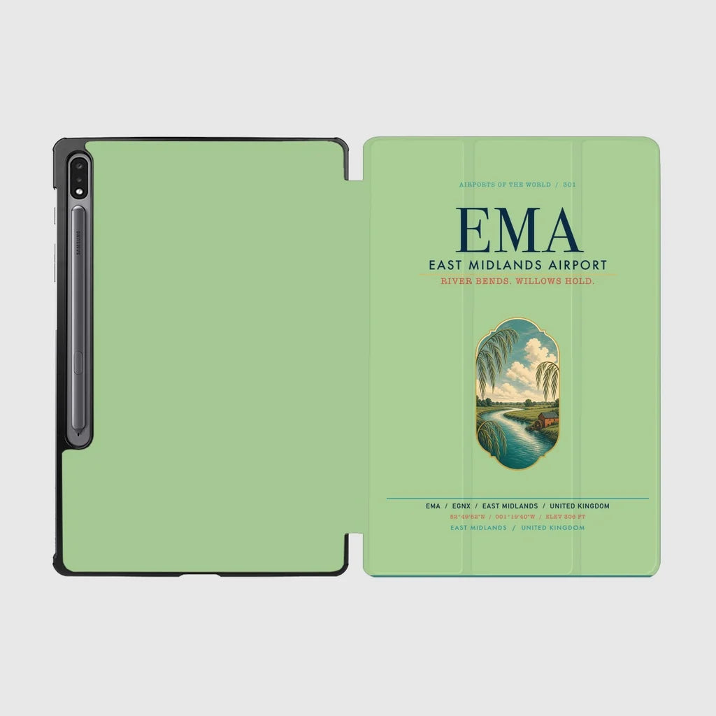 East Midlands Airport (EMA) design on light green samsung tablet tablet case