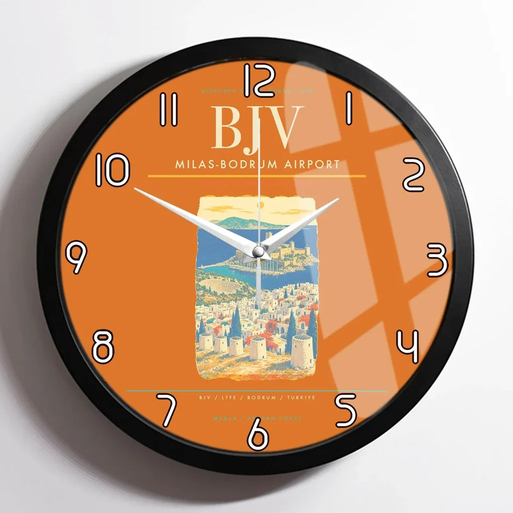 Milas-Bodrum Airport BJV Wall-Clock Framed - Orange