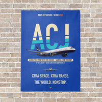 Thumbnail for Airbus ACJ350 / exact ACJ350-900 vertical canvas print - no frame - blue background