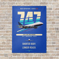 Thumbnail for Boeing 747SP vertical canvas print - no frame - blue background