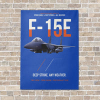 Thumbnail for F-15E Strike Eagle Deep Strike Any Weather vertical canvas print - no frame - blue background