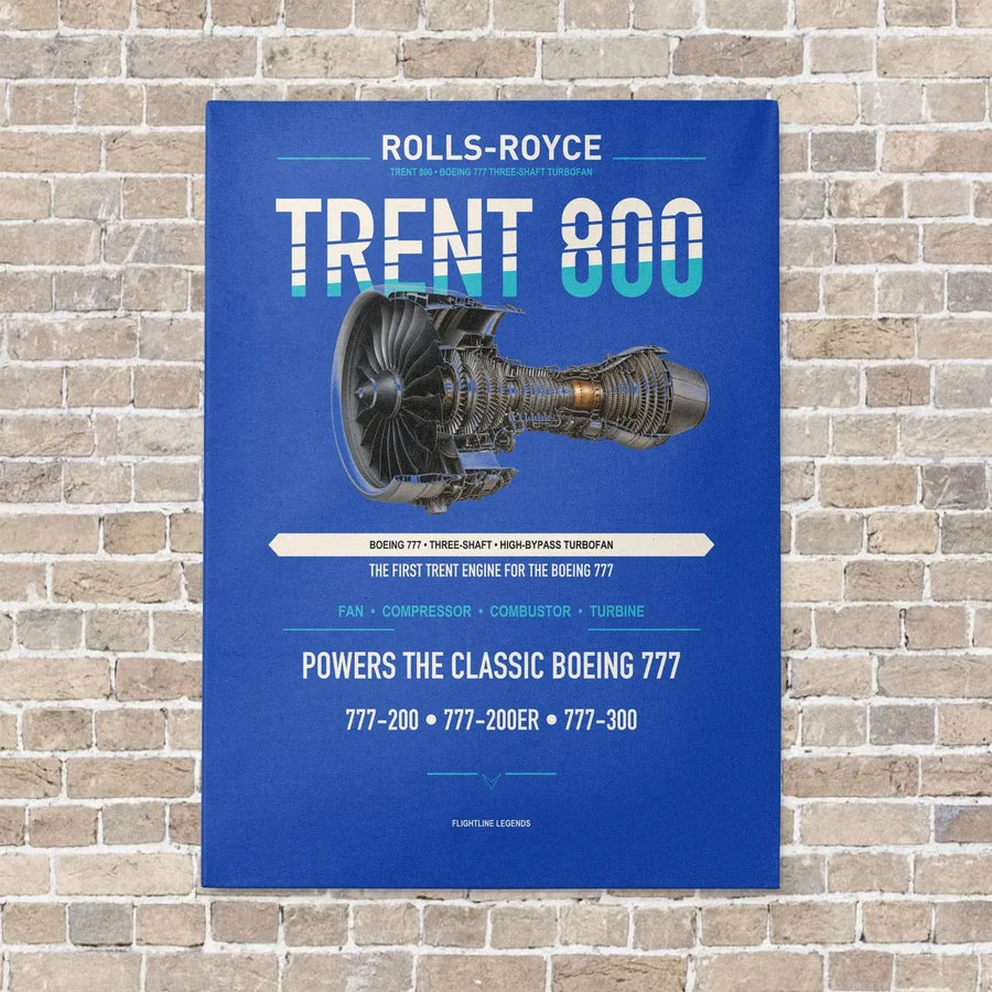 TRENT 800 vertical canvas print - no frame - blue background