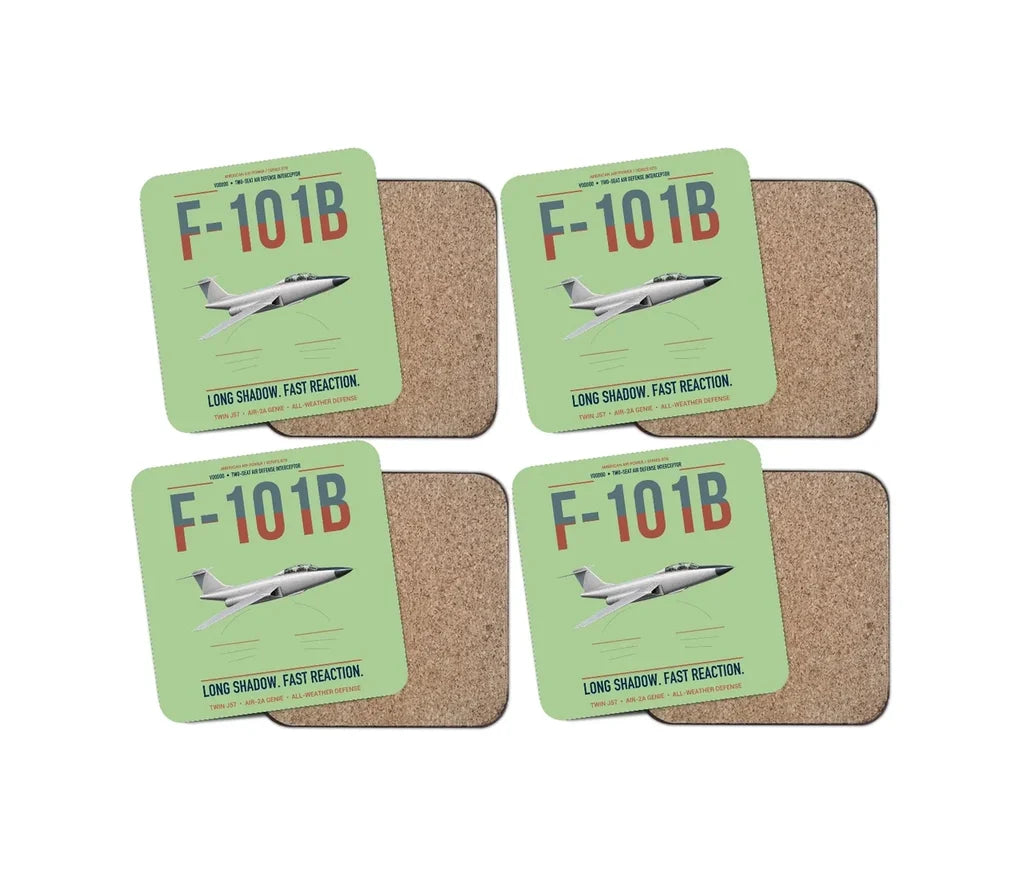 F-101B Voodoo design on light green 4 pieces set coaster