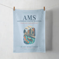Thumbnail for Amsterdam Airport Schiphol (AMS) design on light blue towel