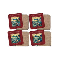 Thumbnail for The Cave Of Winds Survey - Designed Coasters design on dark red 4-pieces-set