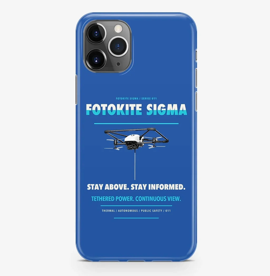 Fotokite Sigma Case ProMax design on blue iphone case promax