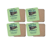 Thumbnail for SPEY 511 design on light green 4 pieces set coaster