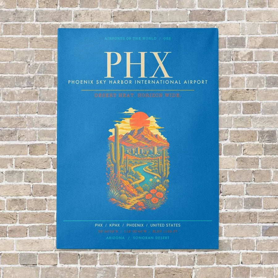 Phoenix Sky Harbor International Airport PHX - Canvas Framed - Turquoise