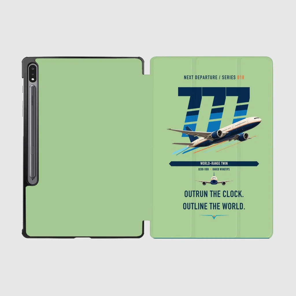 Boeing 777-200LR design on light green samsung tablet tablet case