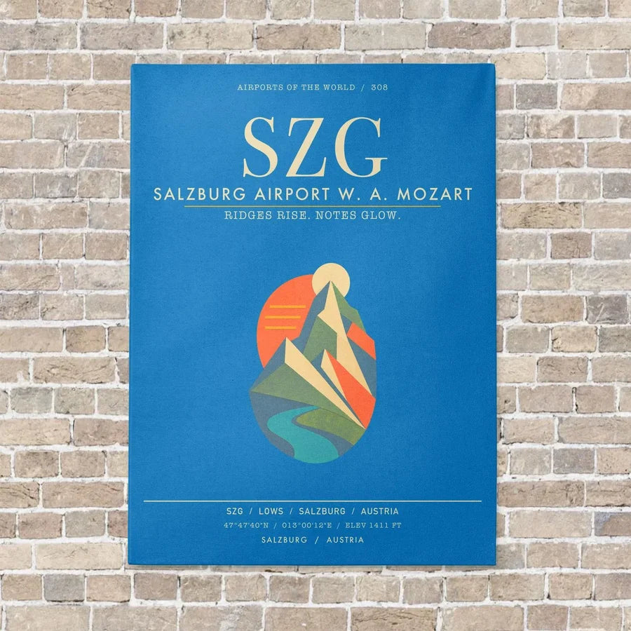 Salzburg Airport SZG - Canvas Framed - Turquoise