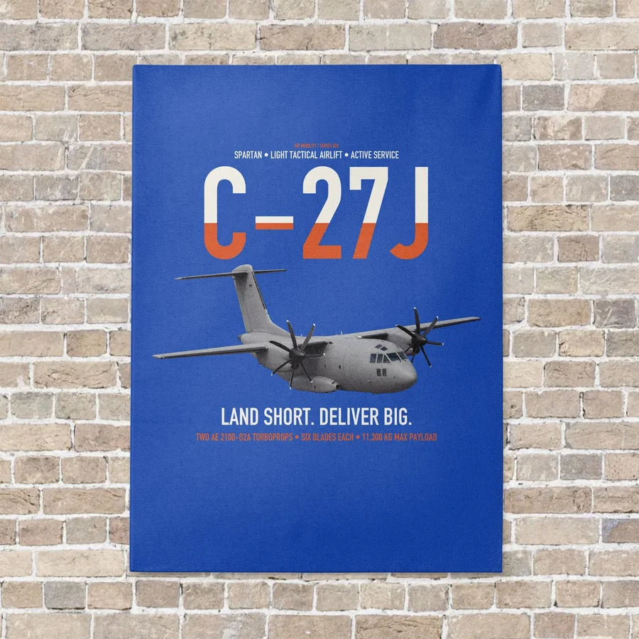 C-27J Spartan vertical canvas print - no frame - blue background