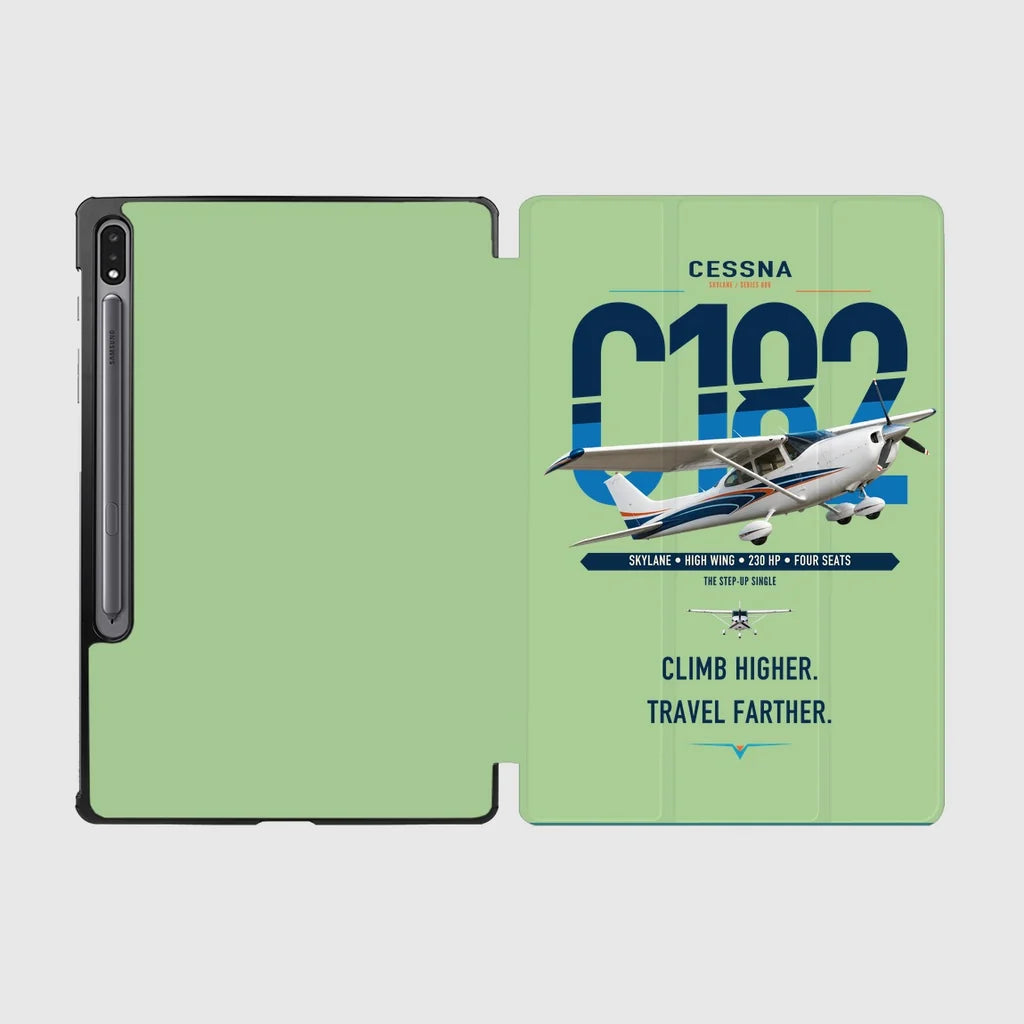 Cessna 182 Skylane design on light green samsung tablet tablet case