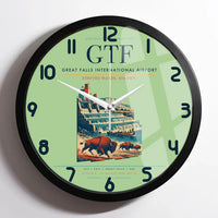 Thumbnail for Great Falls International Airport (GTF) design on light green framed wall clock