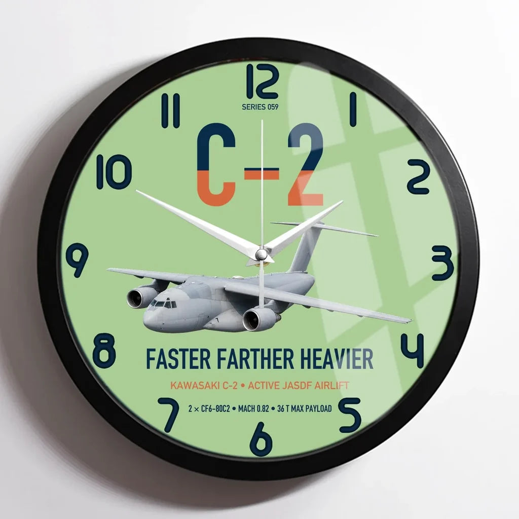 Kawasaki C-2 design on light green framed wall clock