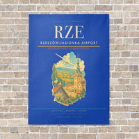 Thumbnail for Rzeszów-Jasionka Airport RZE vertical canvas print - no frame - blue background