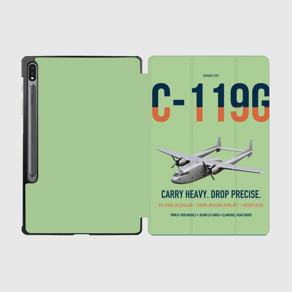 C-119G Flying Boxcar design on light green samsung tablet tablet case