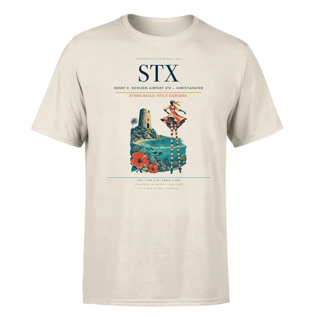 Henry E. Rohlsen Airport (STX) T-Shirt single-side front print in Beige | henry-e-rohlsen-airport-stx-double-side-t-shirt
