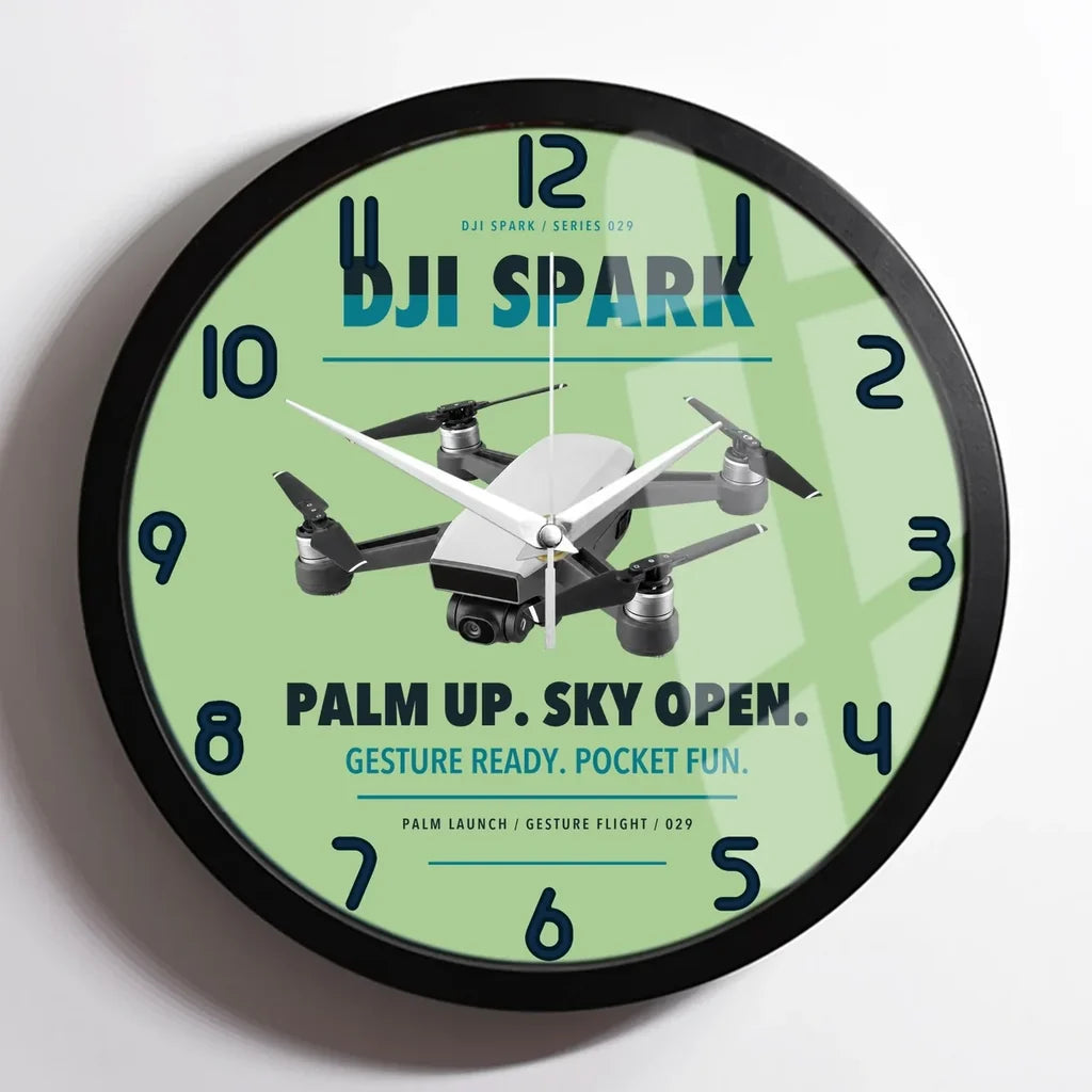 DJI Spark design on light green framed wall clock