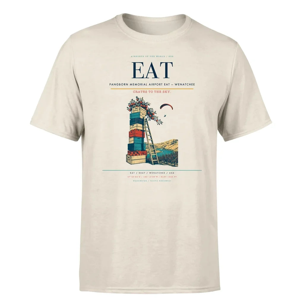 Pangborn Memorial Airport (EAT) T-Shirt single-side front print in Beige | pangborn-memorial-airport-eat-double-side-t-shirt