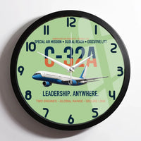 Thumbnail for C-32A Air Force Two Global Reach design on light green framed wall clock
