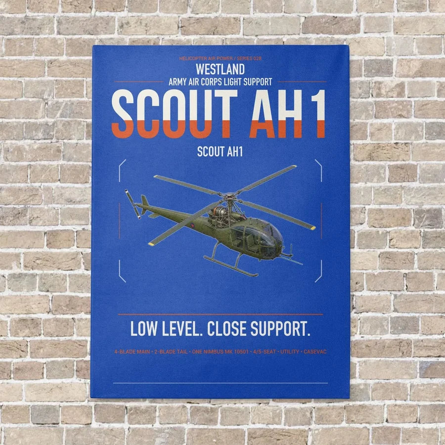Westland Scout AH1 vertical canvas print - no frame - blue background