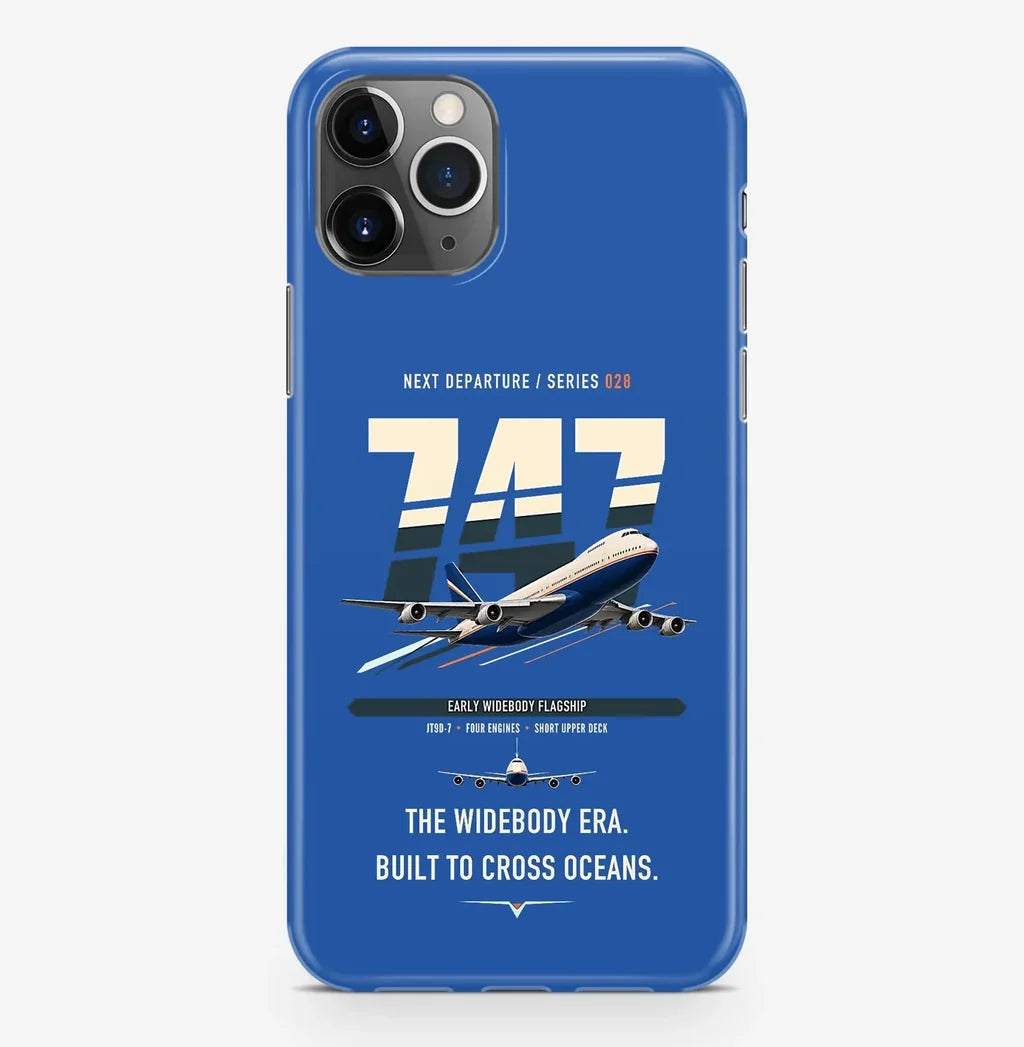 Boeing 747-200B design on blue magsafe iphone case